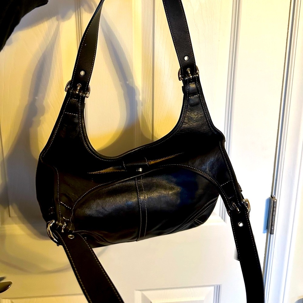 COACH Vintage Genuine Leather Bag Y2K Retro Purse Like New Handbag Black - Picture 6 of 13